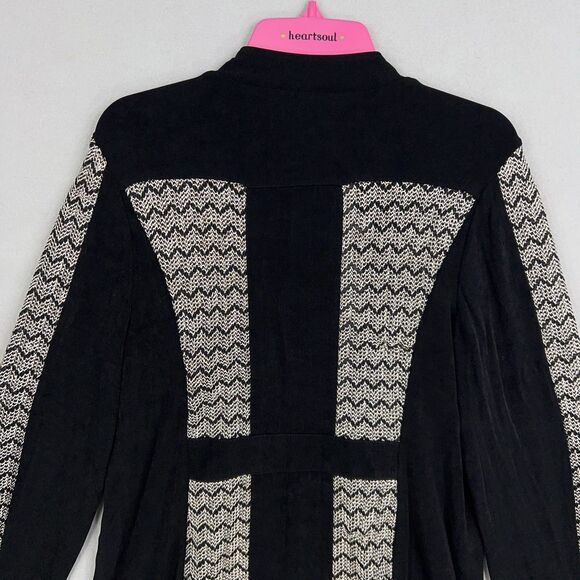 Chicos Travelers Jacket Womens 3 Black Metallic Chevron Open Boho Resort Evening - Picture 6 of 13